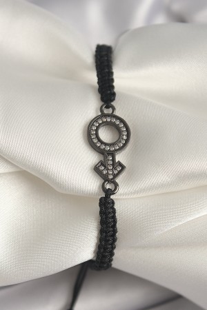 Pirinç Füme Renk Zirkon Taşlı Venüs Mars Asansörlü Makrome Model Kadın Bileklik - TJ-BB6796