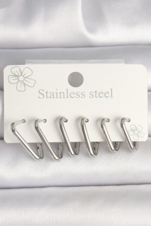 316L Çelik Gümüş Renk Üçgen Model Kadın Küpe Seti - TJ-BKP10349 316L Çelik Gümüş Renk Üçgen Model Kadın Küpe Seti - TJ-BKP10349