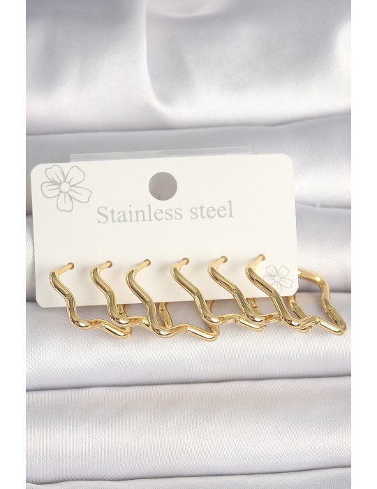 316L Çelik Gold Renk Yıldız Model Kadın Küpe Seti - TJ-BKP10352