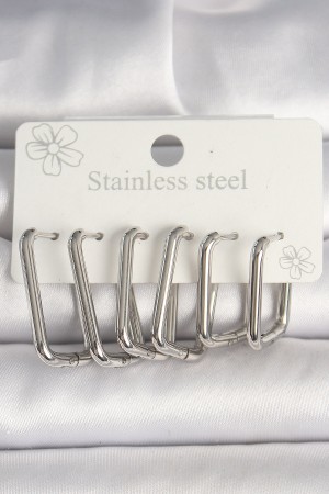 316L Çelik Gümüş Renk Kare Model Kadın Küpe Seti - TJ-BKP10353 316L Çelik Gümüş Renk Kare Model Kadın Küpe Seti - TJ-BKP10353