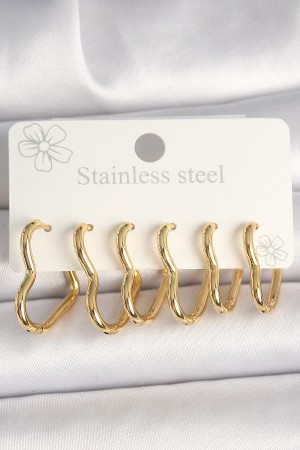 316L Çelik Gold Renk Kalp Model Kadın Küpe Seti - TJ-BKP10356