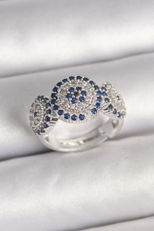 Pirinç Gümüş Renk Zirkon Taşlı Nazar Boncuk Model Ayarlanabilir Kadın Yüzük - TJ-BYK3699 Pirinç Gümüş Renk Zirkon Taşlı Nazar Boncuk Model Ayarlanabilir Kadın Yüzük - TJ-BYK3699