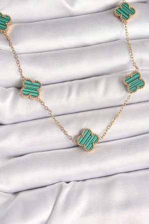 316L Çelik Gold Renk Zincir Yeşil Yonca Model Kadın Kolye - TJ-BKO9925 316L Çelik Gold Renk Zincir Yeşil Yonca Model Kadın Kolye - TJ-BKO9925