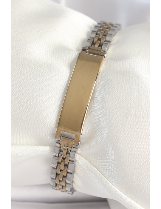 316L Çelik Gold Gümüş Renk Kalın Zincir Künye Model Erkek Bileklik - TJ-EB3717