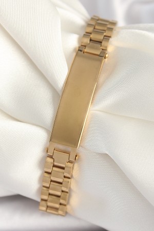 316L Çelik Gold Renk Zincir Künye Model Erkek Bileklik - TJ-EB3725