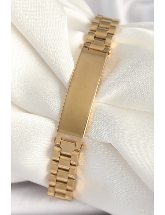 316L Çelik Gold Renk Zincir Künye Model Erkek Bileklik - TJ-EB3725