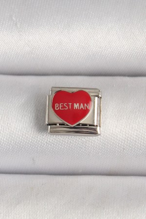 316L Çelik Gümüş Renk 'Best Man' Yazılı Kırmızı Kalp İşlemeli Nomination Charm - TJ-BC1208 316L Çelik Gümüş Renk 'Best Man' Yazılı Kırmızı Kalp İşlemeli Nomination Charm - TJ-BC1208