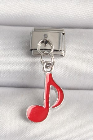 316L Çelik Gümüş Renk Kırmızı Müzik Nota Model Nomination Charm - TJ-BC1218 316L Çelik Gümüş Renk Kırmızı Müzik Nota Model Nomination Charm - TJ-BC1218