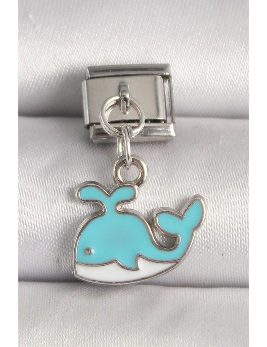 316L Çelik Gümüş Renk Mavi Balina Model Nomination Charm - TJ-BC1258