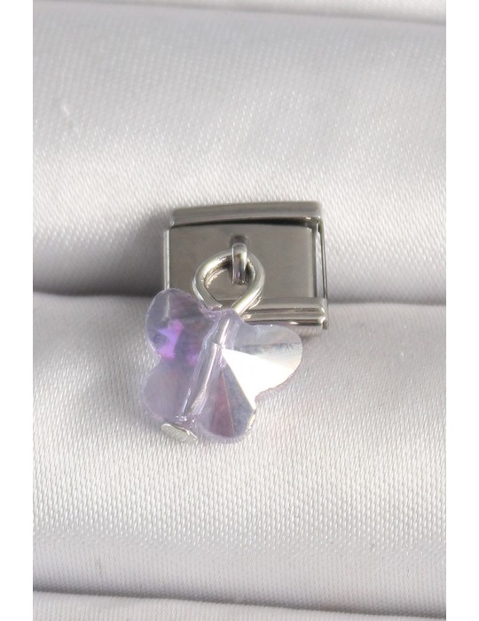 316L Çelik Gümüş Renk Mor Zirkon Taşlı Nomination Charm - TJ-BC1318