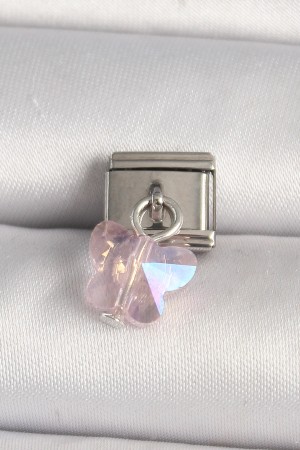 316L Çelik Gümüş Renk Pembe Zirkon Taşlı Model Nomination Charm - TJ-BC1319