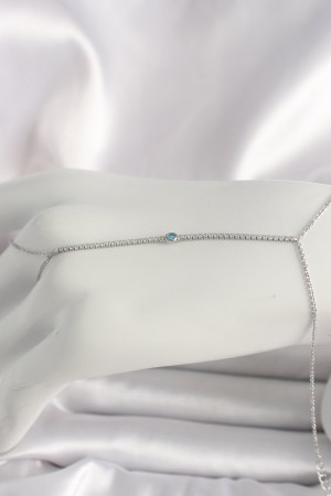 Pirinç Gümüş Renk Su Yolu Zirkon Taşlı Mavi Taş Detaylı Kadın Şahmeran - TJ-SN620 Pirinç Gümüş Renk Su Yolu Zirkon Taşlı Mavi Taş Detaylı Kadın Şahmeran - TJ-SN620