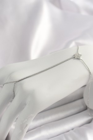 Pirinç Gümüş Renk Su Yolu Zirkon Taşlı Yıldız Model Kadın Şahmeran - TJ-SN622 Pirinç Gümüş Renk Su Yolu Zirkon Taşlı Yıldız Model Kadın Şahmeran - TJ-SN622