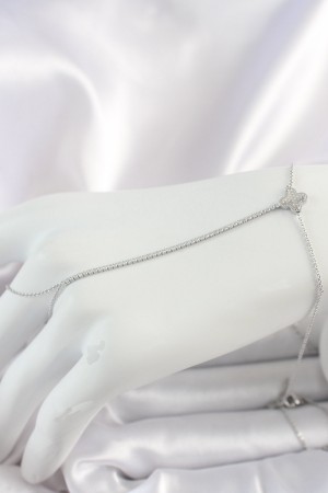 Pirinç Gümüş Renk Su Yolu Zirkon Taşlı İşlemeli Yonca Model Kadın Şahmeran - TJ-SN626 Pirinç Gümüş Renk Su Yolu Zirkon Taşlı İşlemeli Yonca Model Kadın Şahmeran - TJ-SN626