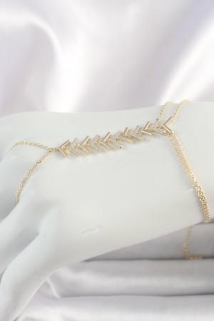 Pirinç Gold Renk Zirkon Taşlı V Model Kadın Şahmeran - TJ-SN631 Pirinç Gold Renk Zirkon Taşlı V Model Kadın Şahmeran - TJ-SN631