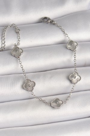 316L Çelik Gümüş Renk İşlemeli Yonca Model Kadın Bileklik - TJ-BB6927 316L Çelik Gümüş Renk İşlemeli Yonca Model Kadın Bileklik - TJ-BB6927