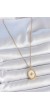 316L Çelik Gold Renk Zincir Beyaz Mineli Kutup Yıldız İşlemeli Madalyon Model Kadın Kolye - TJ-BKO10063