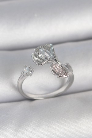 Pirinç Gümüş Renk Zirkon Taşlı Deniz Kabuğu Model Ayarlanabilir Kadın Yüzük - TJ-BYK3740 Pirinç Gümüş Renk Zirkon Taşlı Deniz Kabuğu Model Ayarlanabilir Kadın Yüzük - TJ-BYK3740