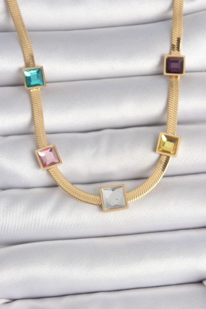 316L Çelik Gold Renk İtalyan Zincir Model Kare Renkli Zirkon Taşlı Kadın Kolye - TJ-BKO10118 316L Çelik Gold Renk İtalyan Zincir Model Kare Renkli Zirkon Taşlı Kadın Kolye - TJ-BKO10118