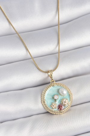 316L Çelik Gold Renk Zincir Mavi Mineli İnci Çiçek İşlemeli Zirkon Taş Detaylı Madalyon Model Kadın Kolye - TJ-BKO10174 316L Çelik Gold Renk Zincir Mavi Mineli İnci Çiçek İşlemeli Zirkon Taş Detaylı Madalyon Model Kadın Kolye - TJ-BKO10174