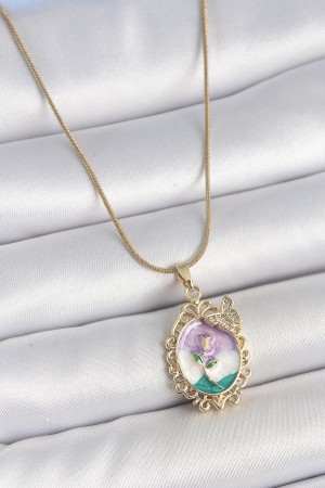 316L Çelik Gold Renk Zincir Mix Renk Mineli Çiçek İşlemeli Zirkon Taş Detaylı Portre Model Kadın Kolye - TJ-BKO10184 316L Çelik Gold Renk Zincir Mix Renk Mineli Çiçek İşlemeli Zirkon Taş Detaylı Portre Model Kadın Kolye - TJ-BKO10184