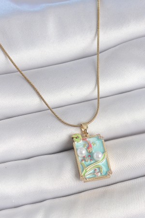 316L Çelik Gold Renk Zincir Mavi Mineli İncili Çiçek İşlemeli Portre Model Kadın Kolye - TJ-BKO10191 316L Çelik Gold Renk Zincir Mavi Mineli İncili Çiçek İşlemeli Portre Model Kadın Kolye - TJ-BKO10191