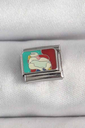 316L Çelik Gümüş Renk Renkli Portre Model Nomination Charm - TJ-BC1387