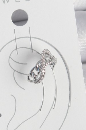 Pirinç Gümüş Renk Zirkon Taşlı Zincir Sonsuzluk Model Kadın Kıkırdak Küpe - TJ-BKP10553 Pirinç Gümüş Renk Zirkon Taşlı Zincir Sonsuzluk Model Kadın Kıkırdak Küpe - TJ-BKP10553