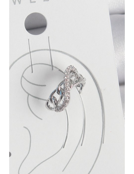 Pirinç Gümüş Renk Zirkon Taşlı Zincir Sonsuzluk Model Kadın Kıkırdak Küpe - TJ-BKP10553