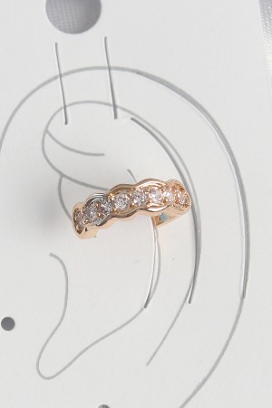 Pirinç Gold Renk Zirkon Taşlı Kadın Kıkırdak Küpe - TJ-BKP10571