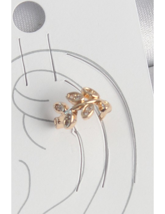 Pirinç Gold Renk Zirkon Taşlı Yaprak Model Kadın Kıkırdak Küpe - TJ-BKP10572