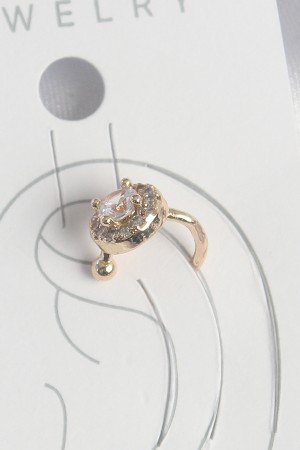 Pirinç Gold Renk Zirkon Taşlı Kadın Kıkırdak Küpe - TJ-BKP10573