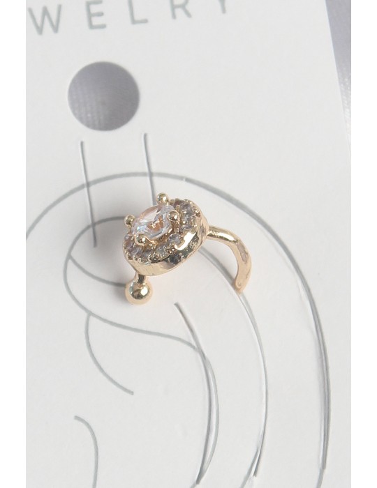 Pirinç Gold Renk Zirkon Taşlı Kadın Kıkırdak Küpe - TJ-BKP10573