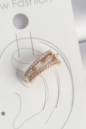 Pirinç Gold Renk Zirkon Taşlı 3'Lü Sıralı Model Kadın Kıkırdak Küpe - TJ-BKP10580 Pirinç Gold Renk Zirkon Taşlı 3'Lü Sıralı Model Kadın Kıkırdak Küpe - TJ-BKP10580