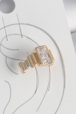 Pirinç Gold Renk Kare Zirkon Taşlı Kadın Kıkırdak Küpe - TJ-BKP10586