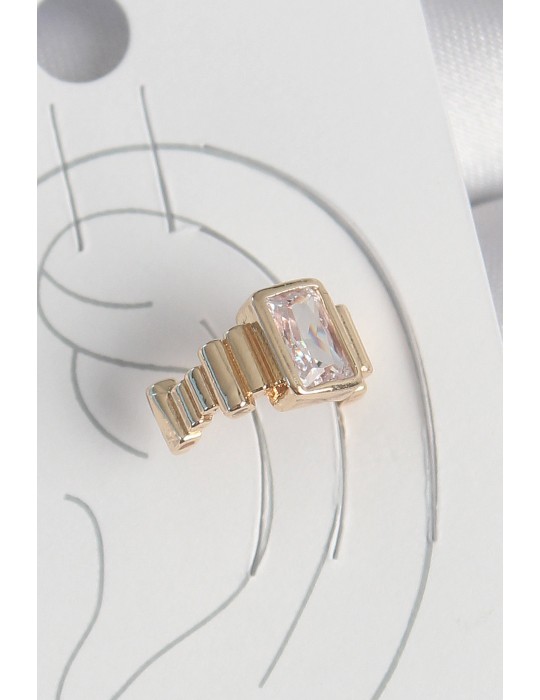 Pirinç Gold Renk Kare Zirkon Taşlı Kadın Kıkırdak Küpe - TJ-BKP10586