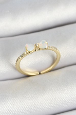 Pirinç Fiyonk Figürlü Zirkon Taşlı Gold Renk Ayarlanabilir Kadın Yüzük - TJ-BYK3764