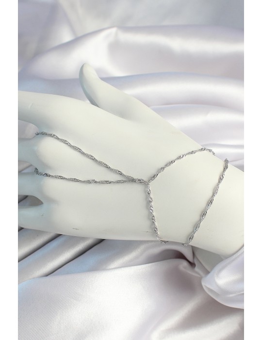 Pirinç Gümüş Renk Esnek Burgu Zincirli Şahmeran - TJ-SN645