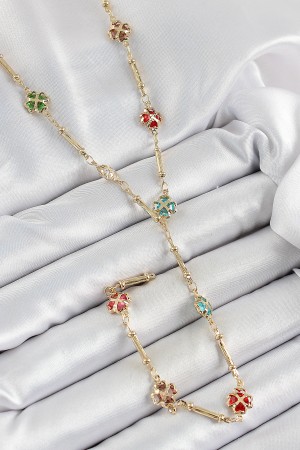 Pirinç Asorti Kalpli Yonca Model Gold Renk Zirkon Taşlı Y Kolye - TJ-BKO10255 Pirinç Asorti Kalpli Yonca Model Gold Renk Zirkon Taşlı Y Kolye - TJ-BKO10255