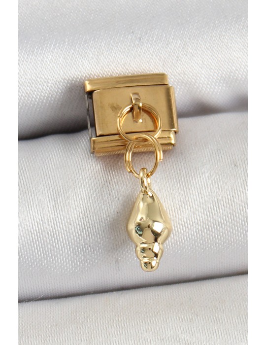 316L Çelik Sallantılı Deniz Kabuğu Model Gold Renk Nomination Charm - TJ-BC1437