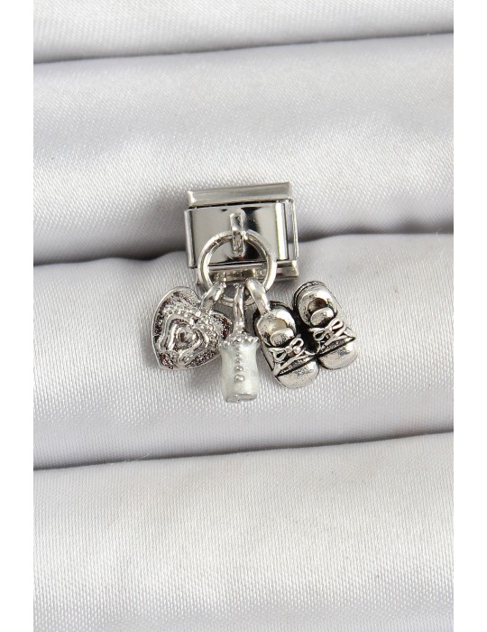 316L Çelik Gümüş Renk Yenidoğan Konsept Nomination Charm - TJ-BC1493