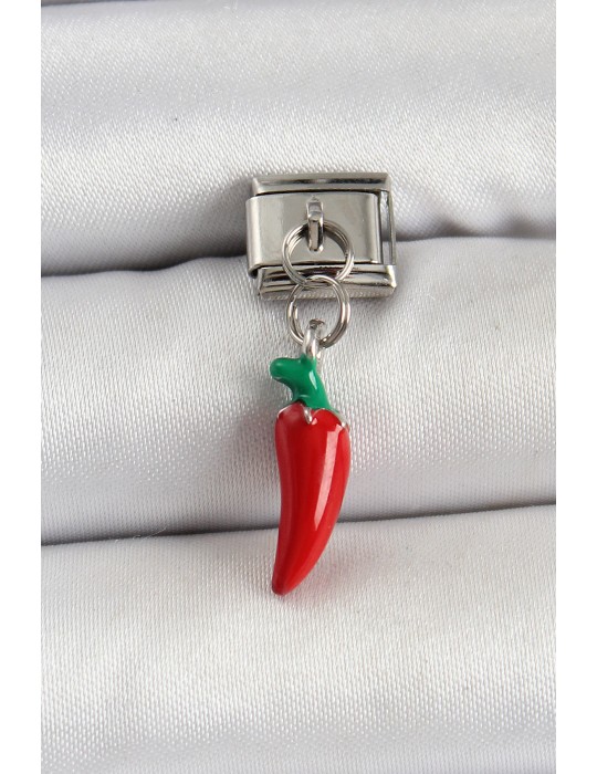 316L Çelik Gümüş Renk Kapya Biber Model Nomination Charm - TJ-BC1488
