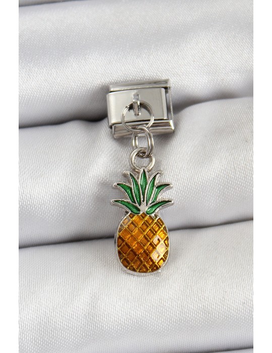 316L Çelik Sallantılı Ananas Model Gümüş Renk Nomination Charm - TJ-BC1468