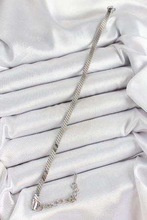 316L Çelik Gümüş Renk Yassı Zincir Model Kadın Bileklik - TJ-BB7085