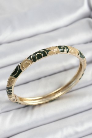 Mineli Pirinç Siyah ve Kahverengi Motifli Kadın Kelepçe - TJ-BB7170