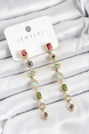 Pirinç Renkli Zirkon Taşlı Sallantılı Model Gold Renk Kadın Küpe - TJ-BKP10744 Pirinç Renkli Zirkon Taşlı Sallantılı Model Gold Renk Kadın Küpe - TJ-BKP10744