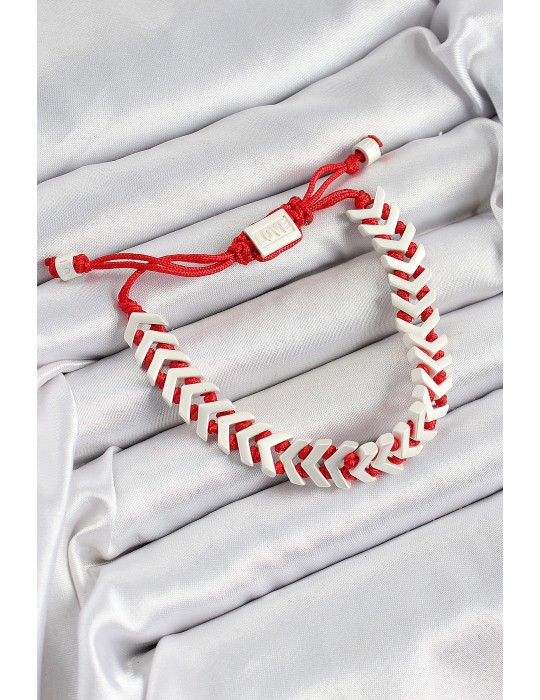 Pirinç Asansörlü Kırmızı Beyaz Juju Kadın Bileklik - TJ-BB7192