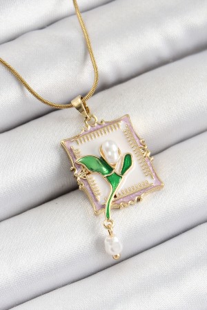 316L Çelik Zincir Beyaz Sanatsal Portre Sallantılı İnci Detaylı Lale Model Gold Renk Kadın Kolye - TJ-BKO10308 316L Çelik Zincir Beyaz Sanatsal Portre Sallantılı İnci Detaylı Lale Model Gold Renk Kadın Kolye - TJ-BKO10308