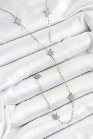 316L Çelik Kutup Yıldızı Figürlü Y Model Gümüş Renk Kadın Kolye - TJ-BKO10332 316L Çelik Kutup Yıldızı Figürlü Y Model Gümüş Renk Kadın Kolye - TJ-BKO10332