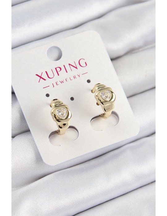 Xuping Zirkon Taşlı Kalp Model Gold Renk Kadın Küpe - TJ-BKP10840